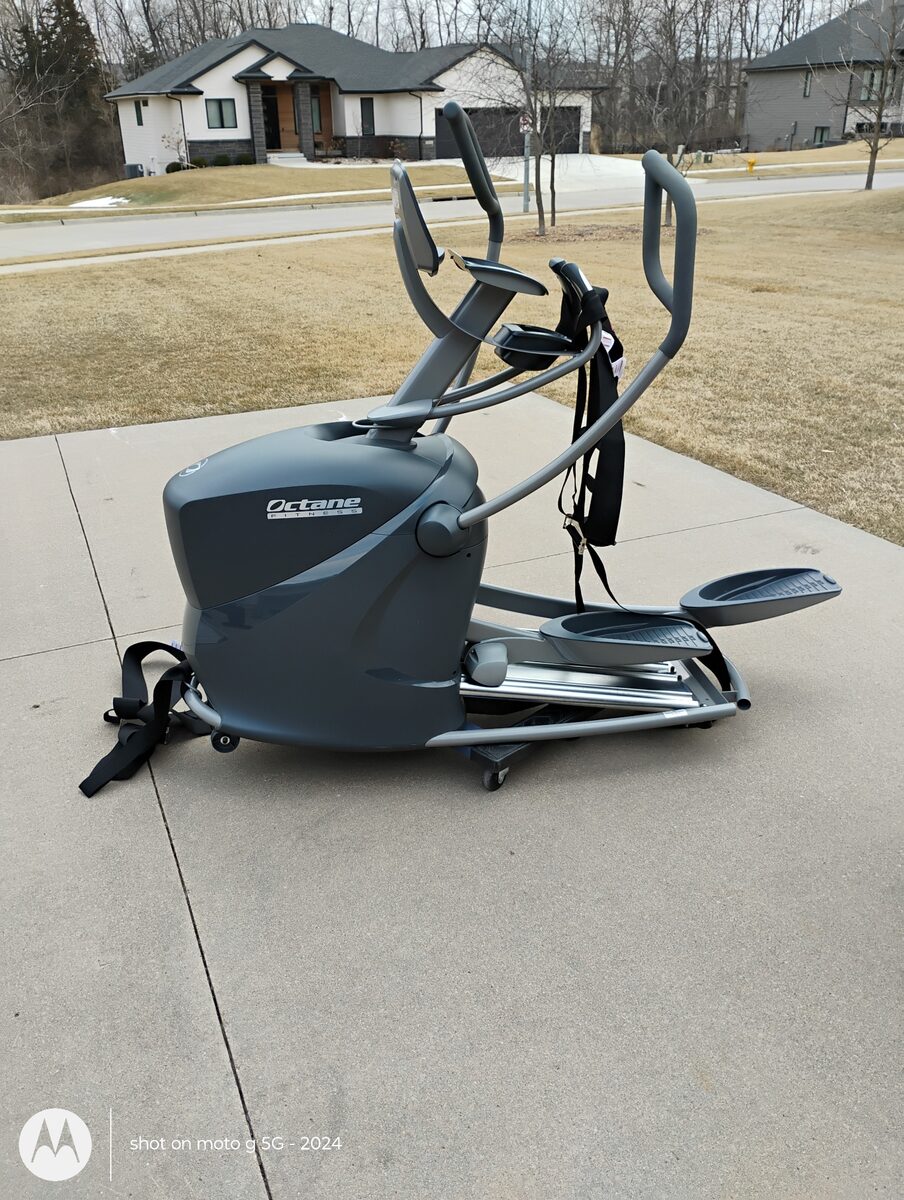 Elliptical exercise machine safely moved outside
